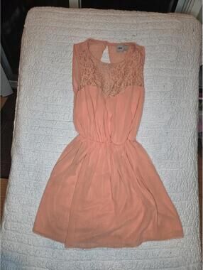 ASOS Peach Lace Detail Sleeveless Dress - size 4